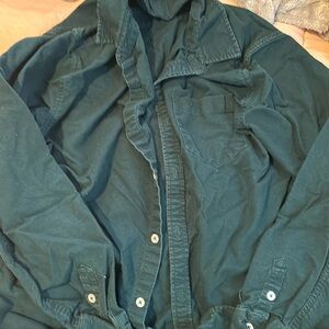 emerald cotton button down top